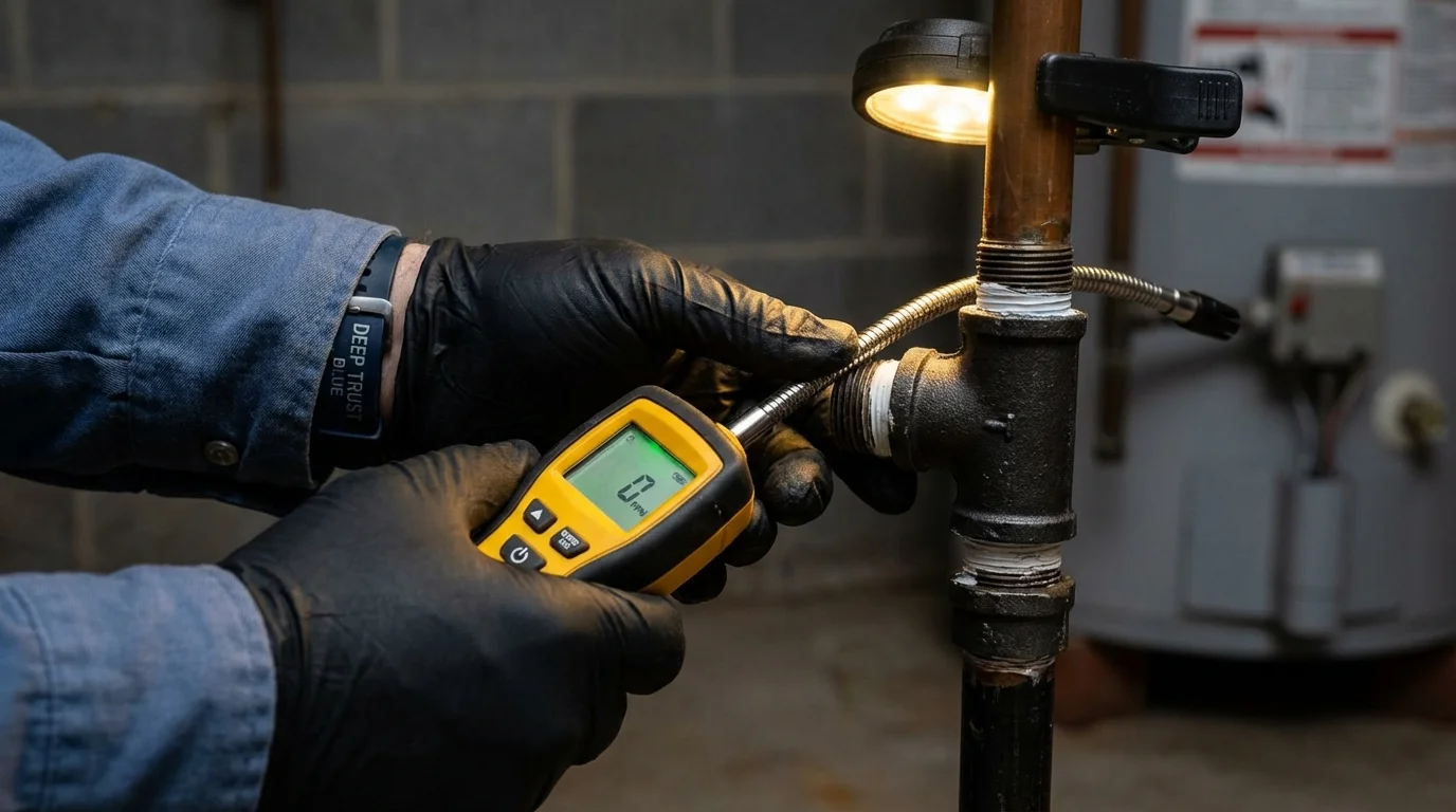 Gas leak detection with electronic sniffer by Johns Plumbing LLC in Oblong