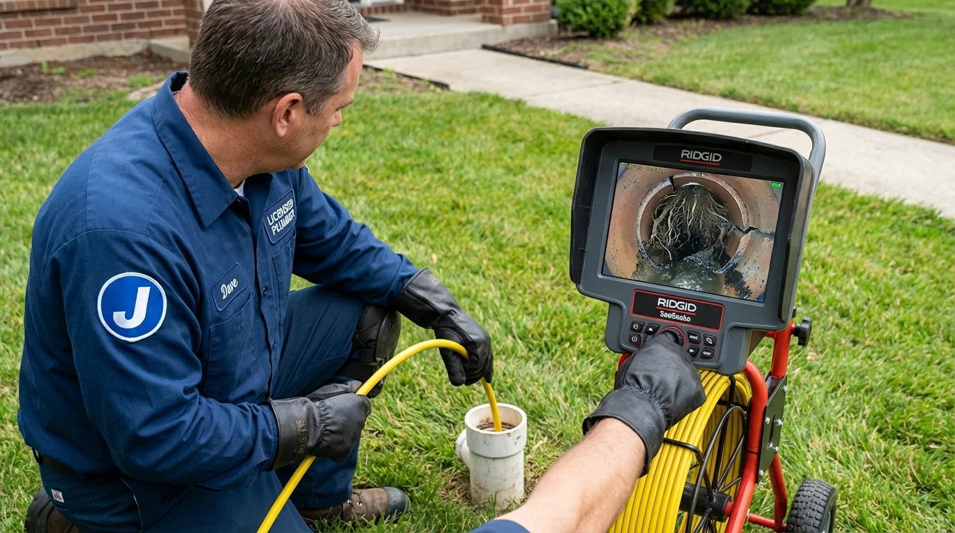 Sewer camera inspection being performed by Johns Plumbing LLC in Oblong